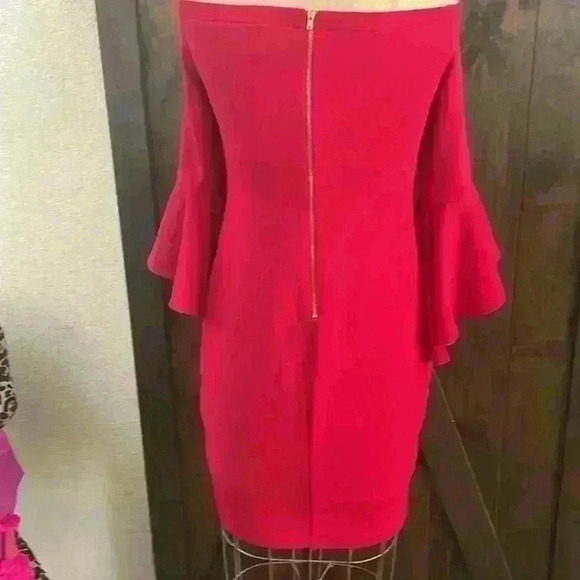 Tweeze Me NWT Off the Shoulder, Bell Sleeve, Fun Dress! Zipper Back Sz 13/14 - Picture 4 of 9